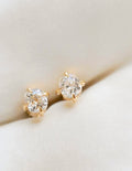 Magical Rare Old Mine Cut Diamond Solitaire Stud Earrings 18K Gold