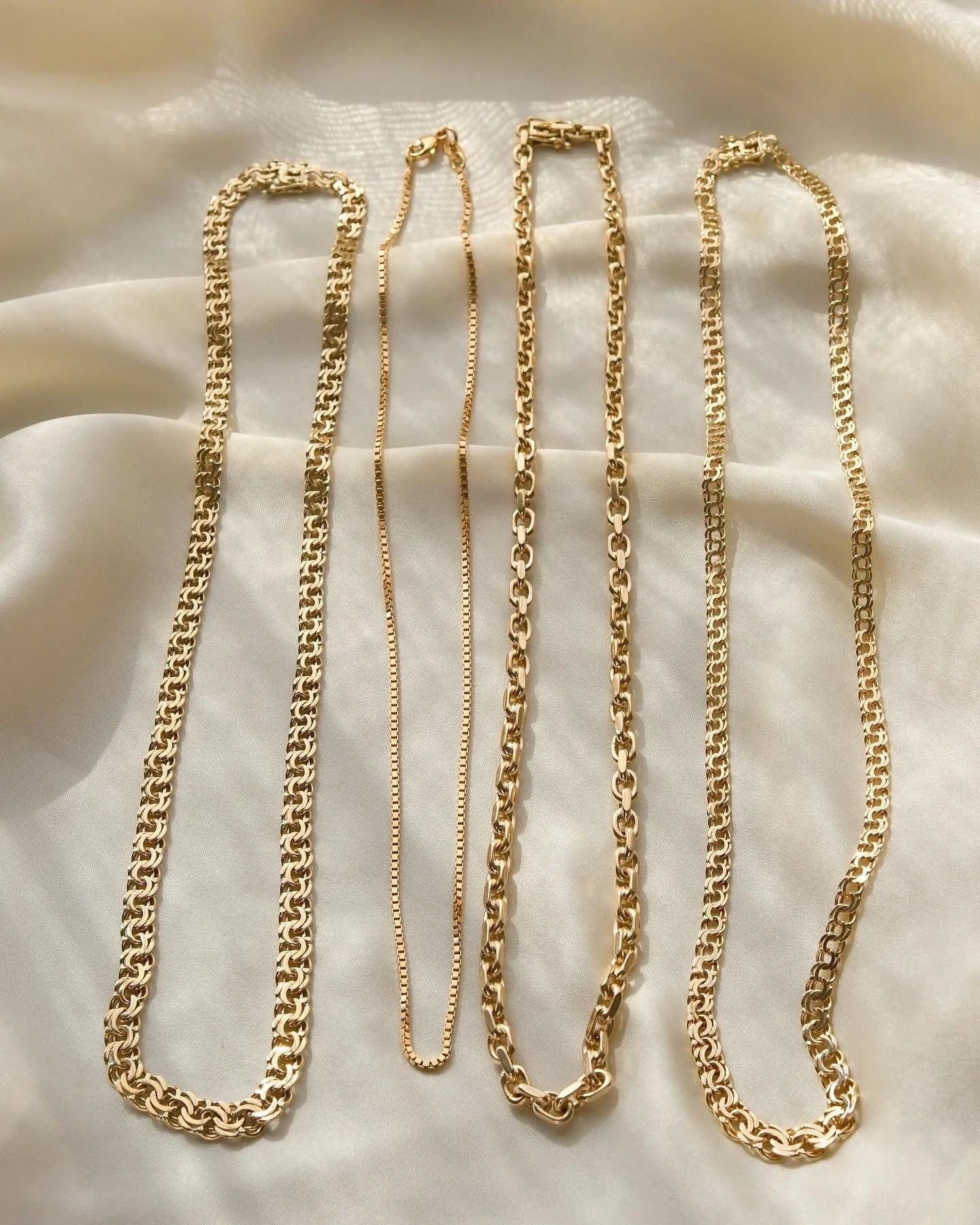 Classic Italian Rose Gold Box Link Chain 18K Gold