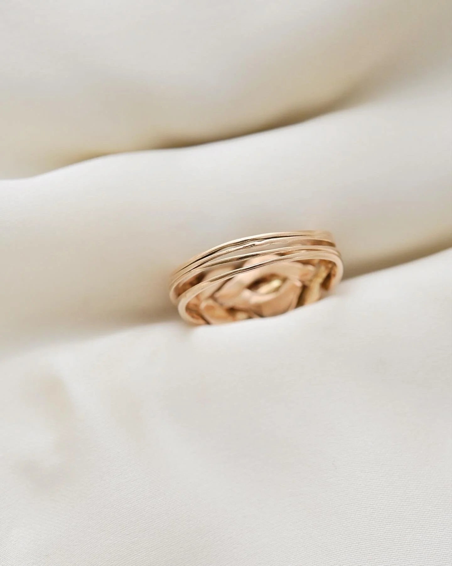 Rare Vintage Puzzle Ring Size 9.25 US 18K Rose Gold