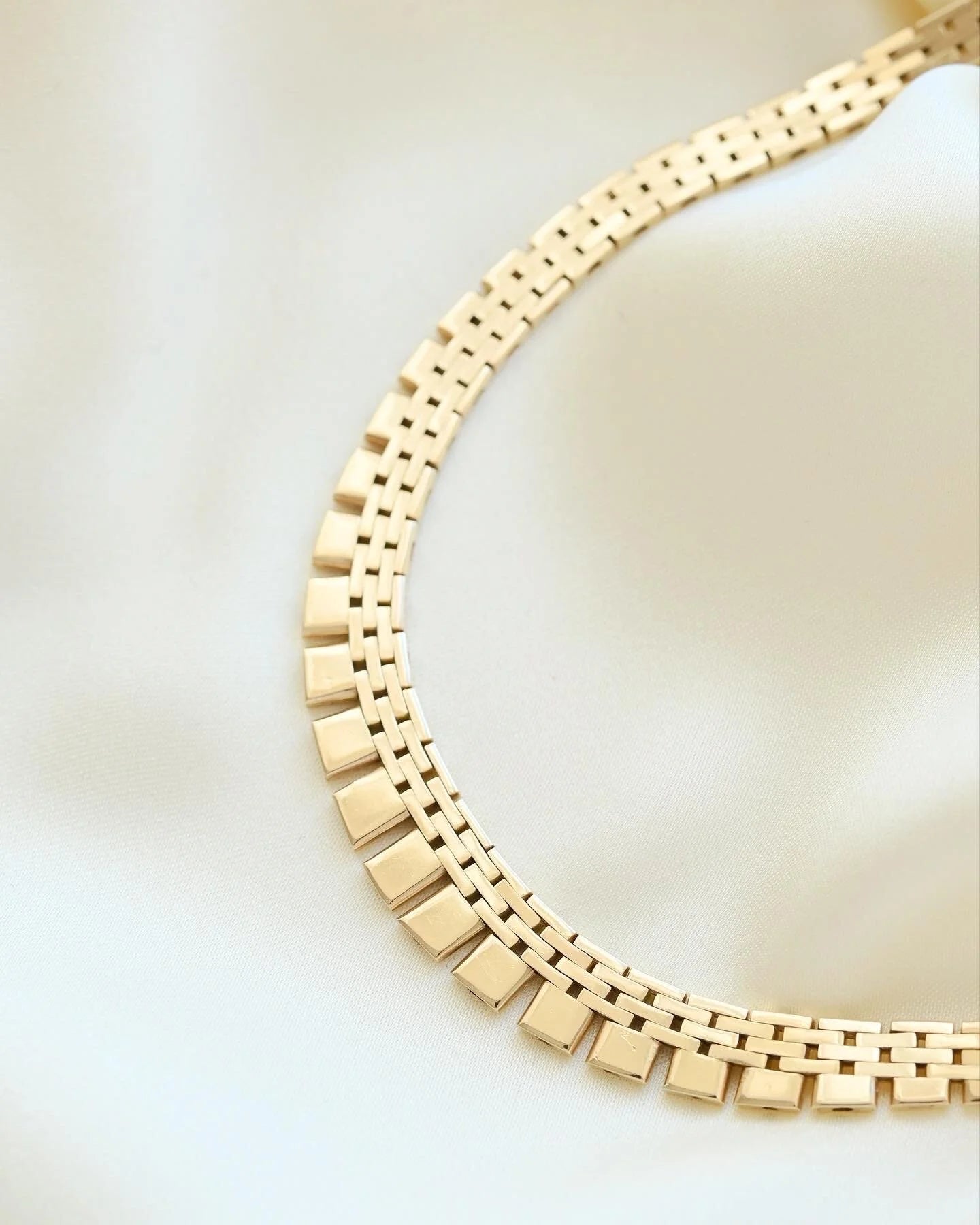 Stunning Brick Link Necklace 14K Gold 1960