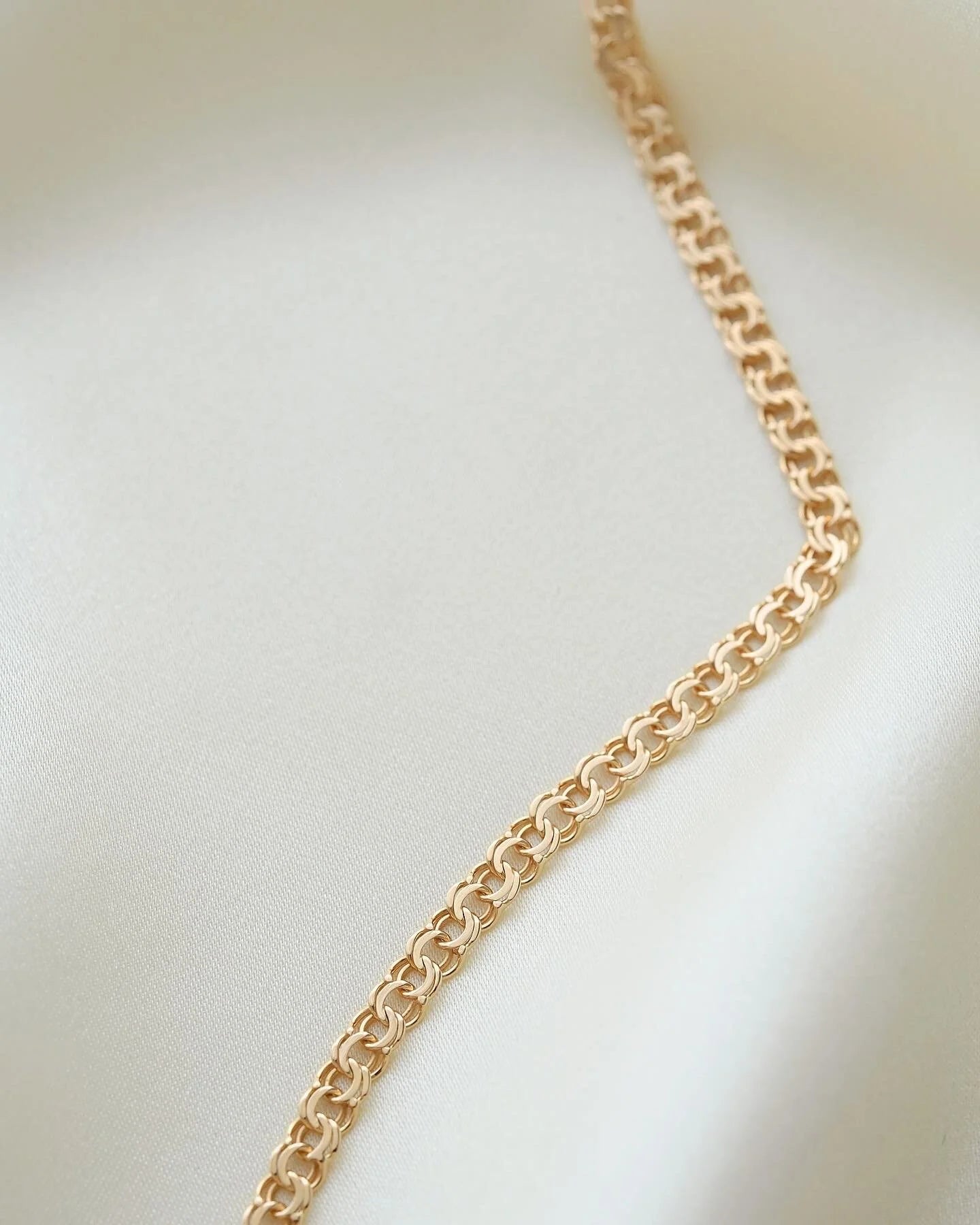 Irresistible Swedish Baby Brick Link Necklace by Ceson 18K Gold