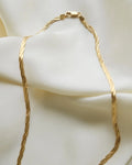 Beautiful Two Sided Special Braided Herringbone Necklace 18K Gold