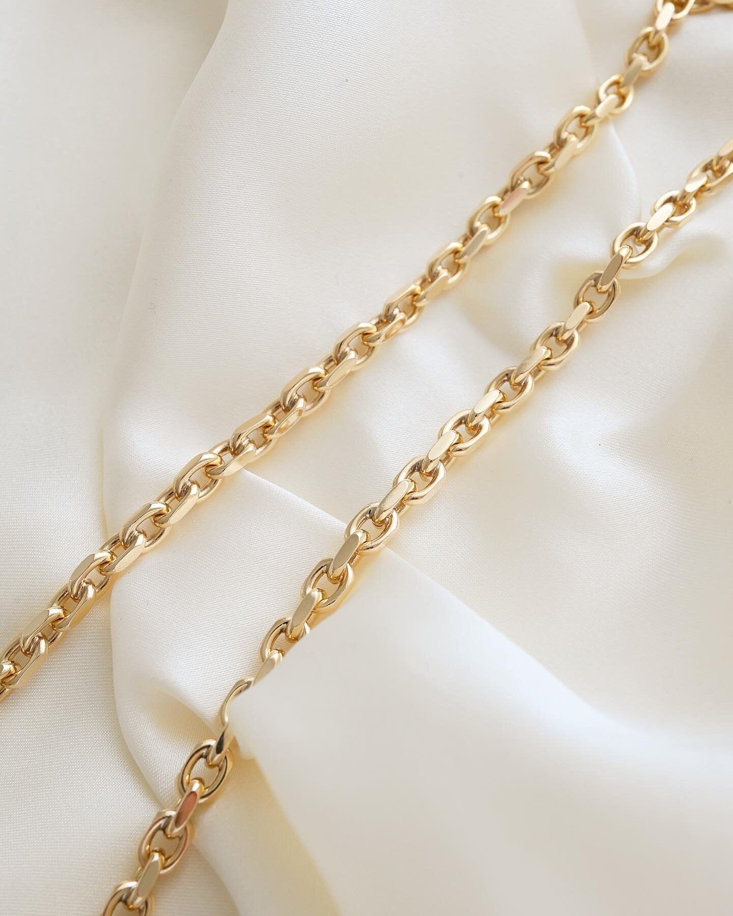 Perfect Chunky Wide Danish Anchor Link Chain 14K Gold