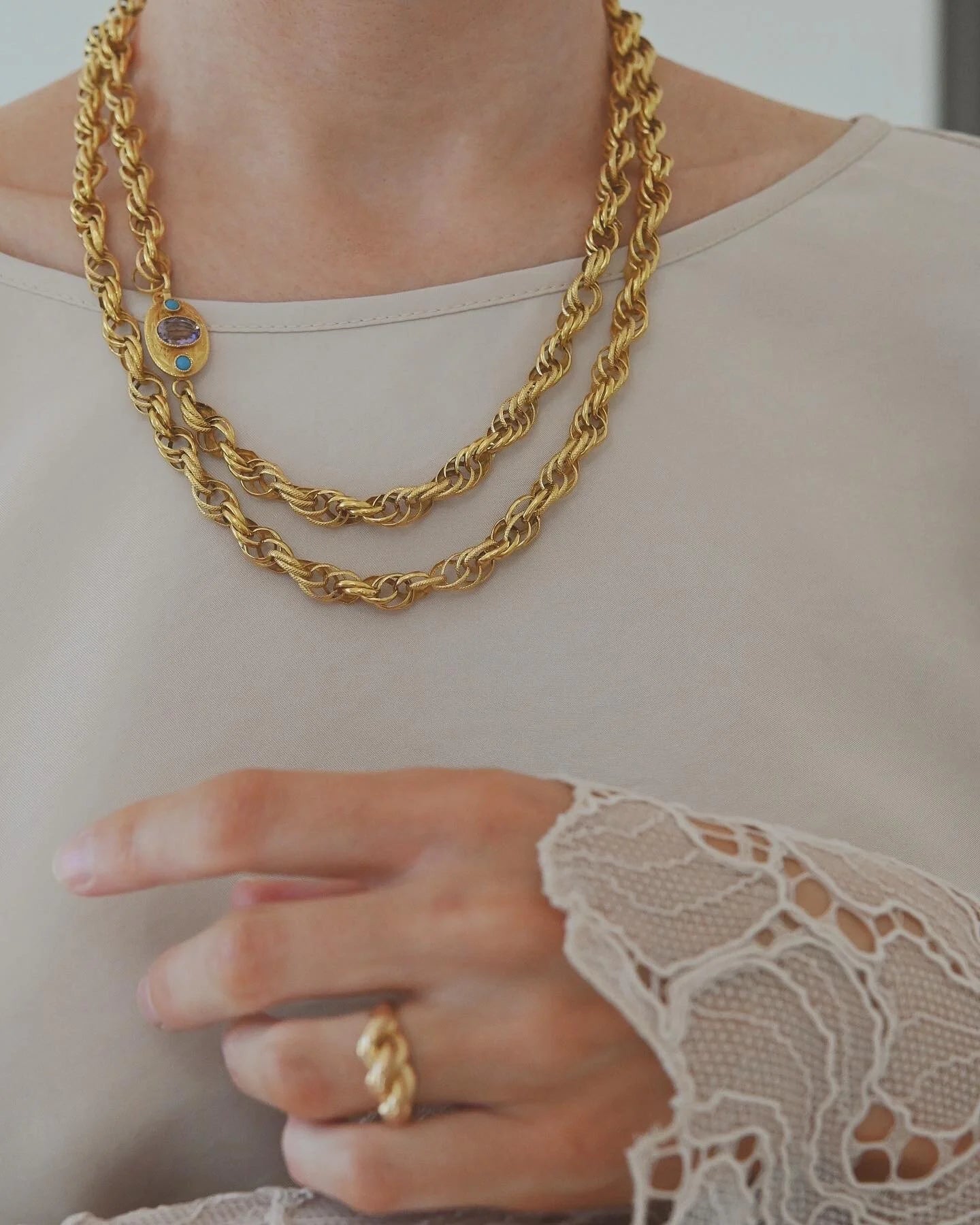 Extraordinary Rare Victorian Necklace 18K Gold