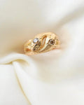 Antique Serpent Ring w Cognac Diamond 18K Gold 1940s