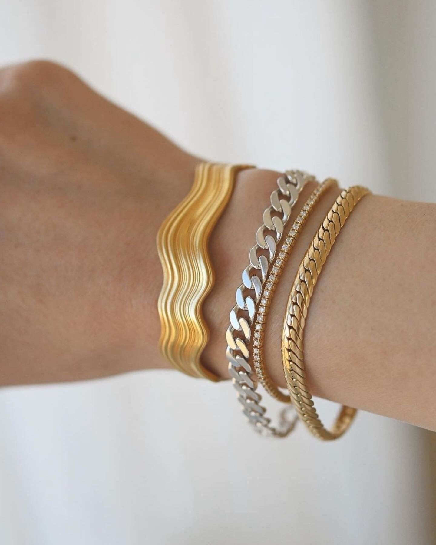 From Personal Collection Contemporary Swedish Cuff Bracelet Silver 18K Gold Over