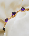 Extraordinary Swedish Amethyst Cabochon Bracelet 18K Gold 1966