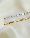 Vintage Curb Link Bracelets One in Silver and One in 18K Gold