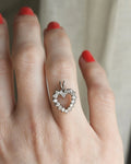 Cute Heart Diamond Pendant 14K White Gold