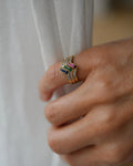 Diamond x Ruby x Sapphire x Emerald Harem Ring 18K Gold
