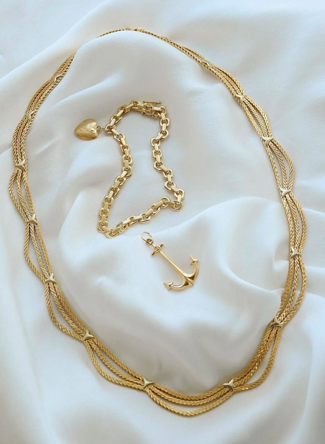 Extraordinary TWO-SIDED Sexy Drape Necklace Italian Vintage 18K Gold