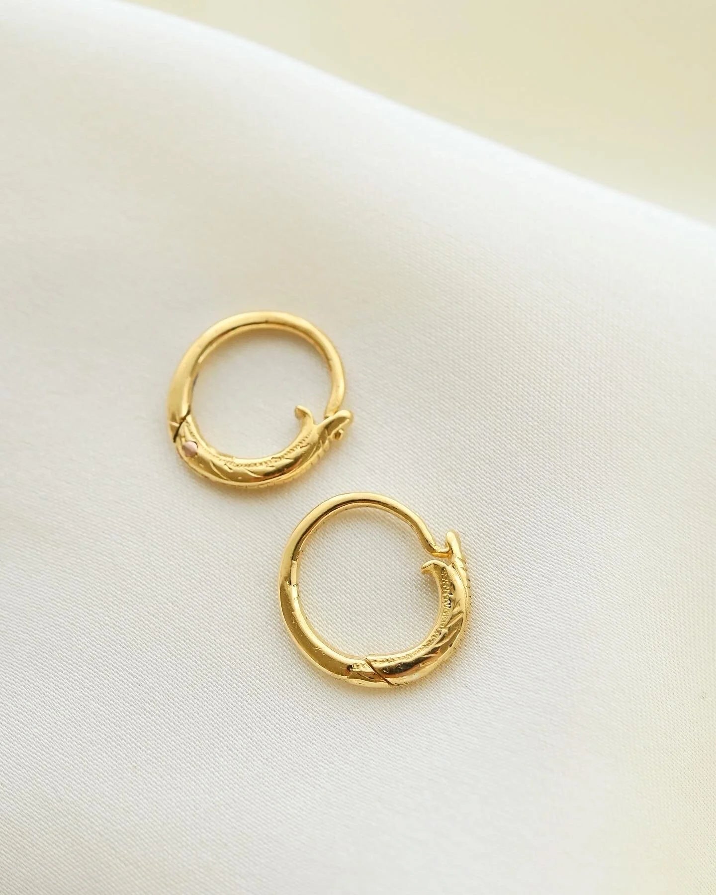 Super Rare Bigger Sized Ouroboros Earrings 18K Gold 1700s