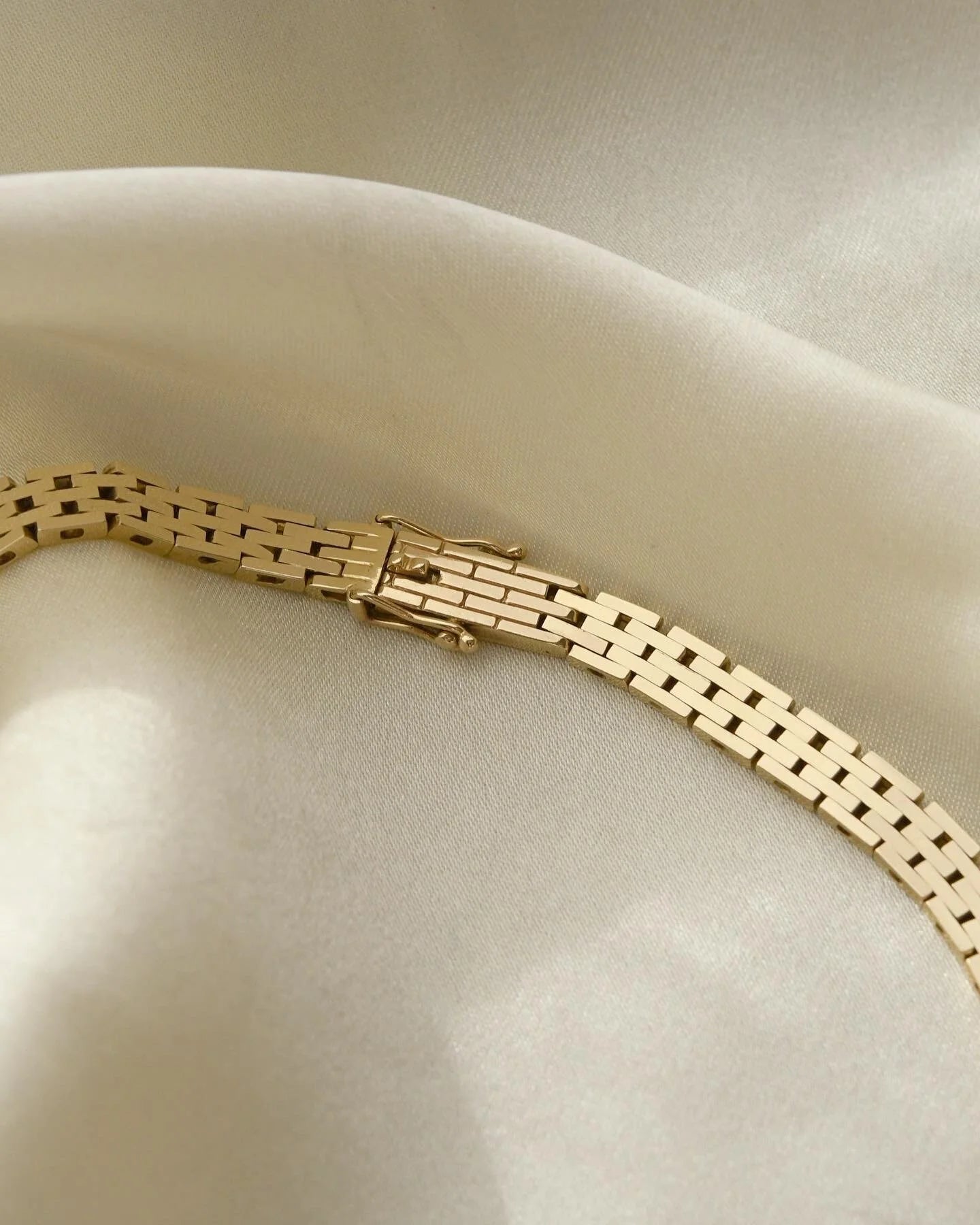 Sublime Danish Vintage Brick Link Necklace 16.1 Inches 1970s