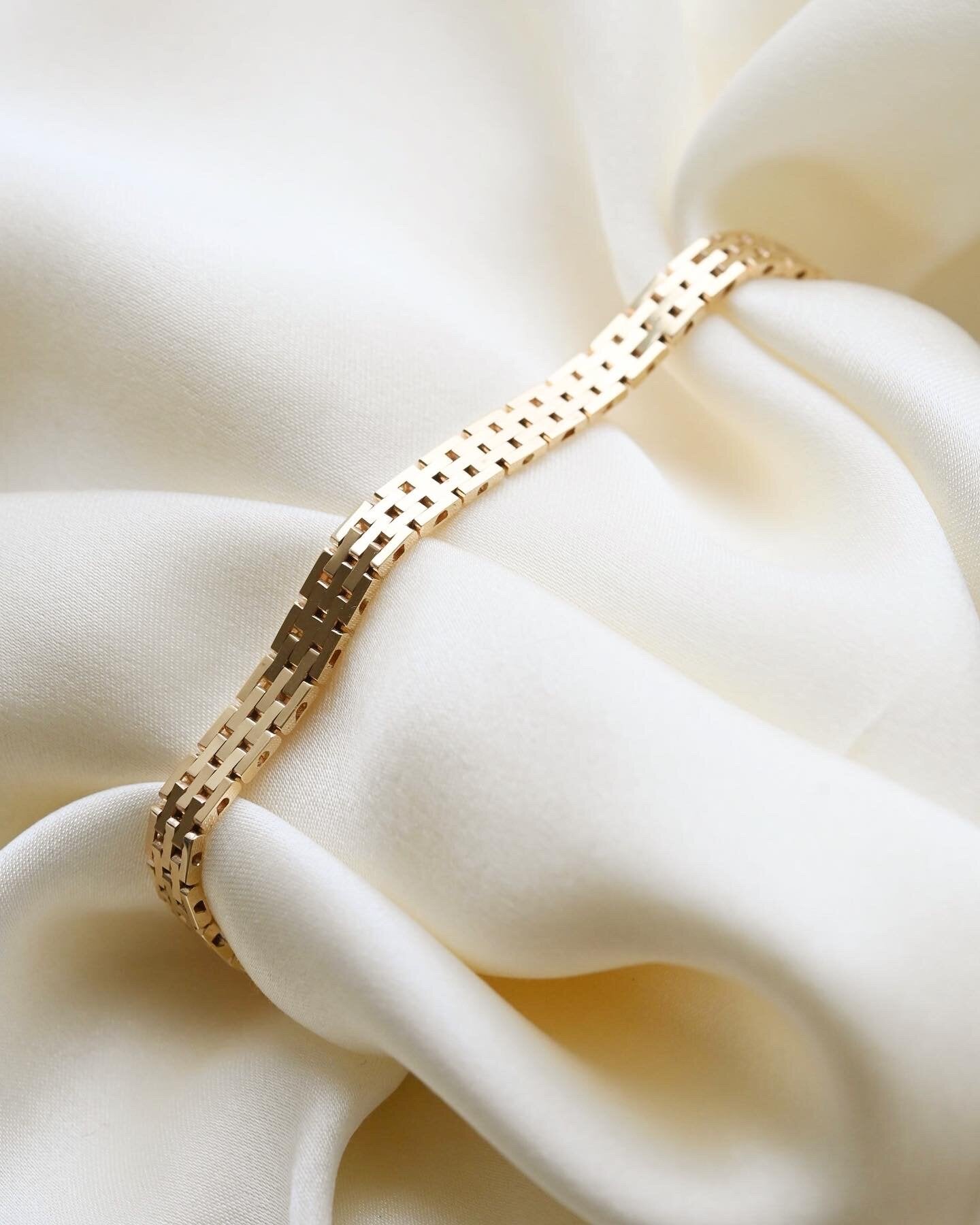 Fantastic Fluid Super Shine Link Bracelet Vintage Denmark 1960s 14K Gold