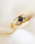 Sublime Special Antique Ring w Old Cut Diamonds and Sapphire 18K Gold 1920s