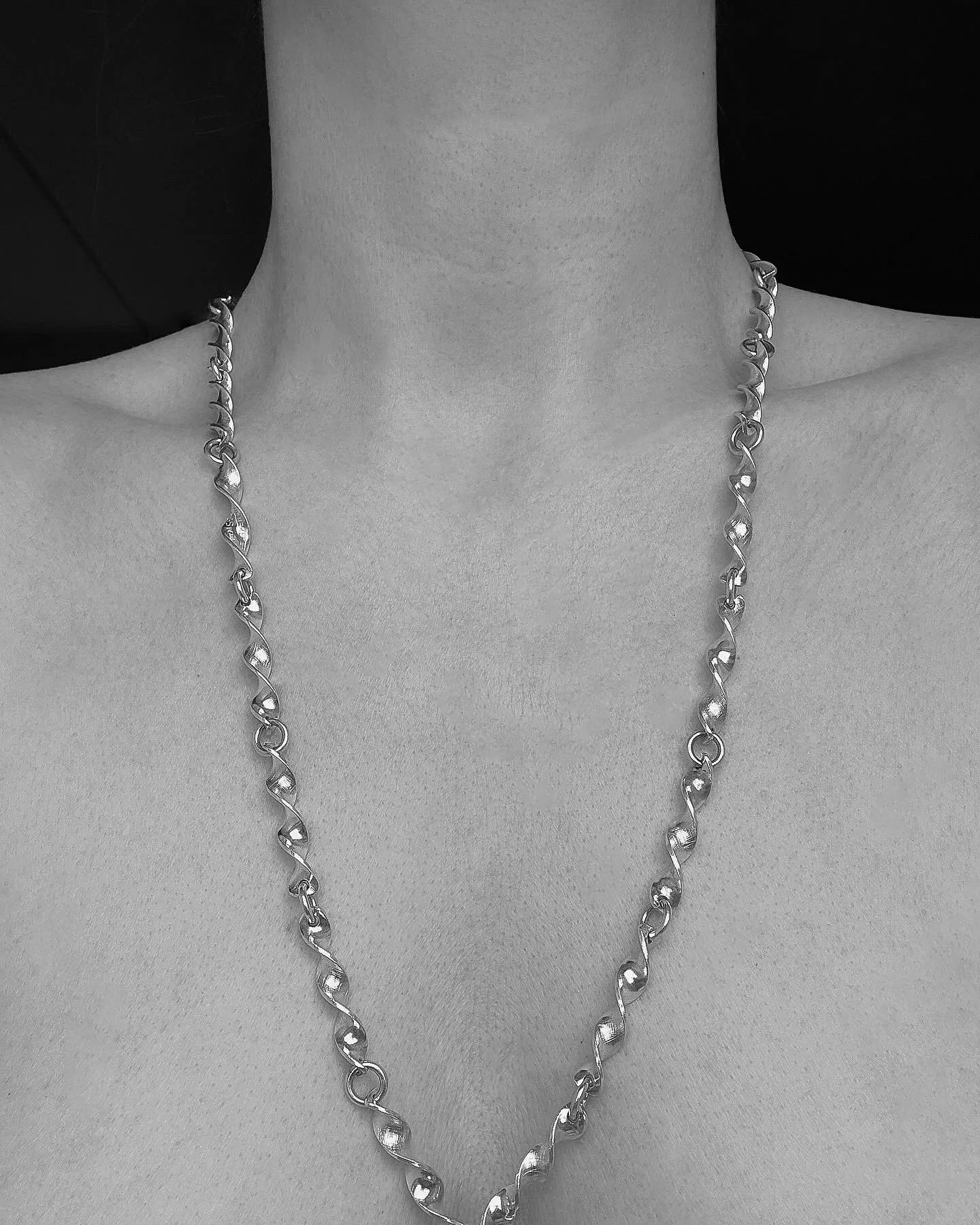 Scupltural Silver Vintage Goddess Chain