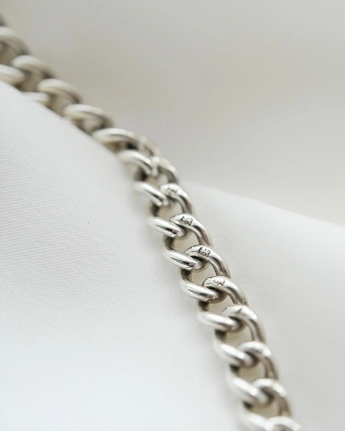 Antique English Silver Watch Chain Necklace 1912