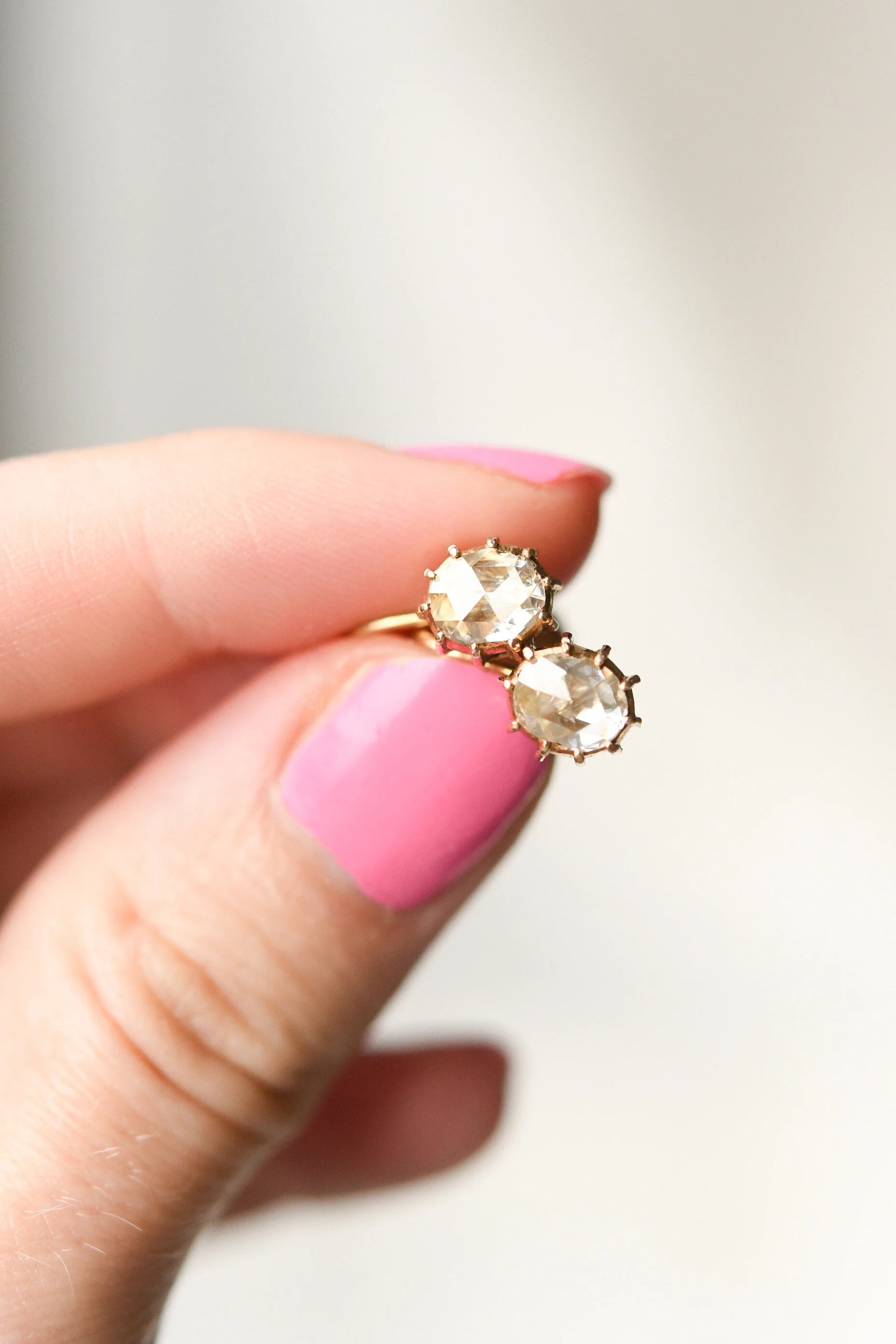 Huge Victorian Rose Cut Diamond Earrings 1800s
