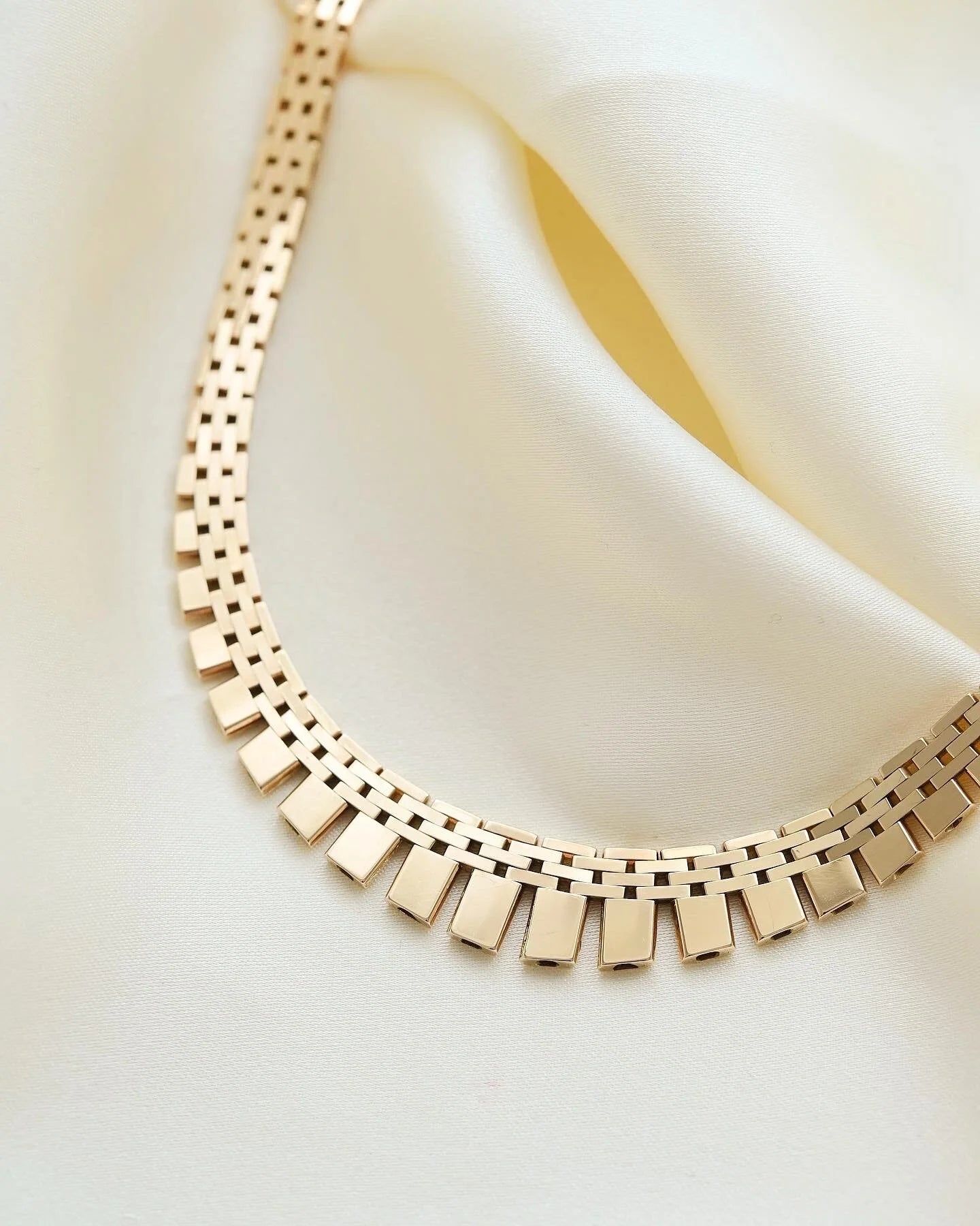 Beautiful Danish Brick Link Necklace by John Viggo Andersen 14K Gold 1960s