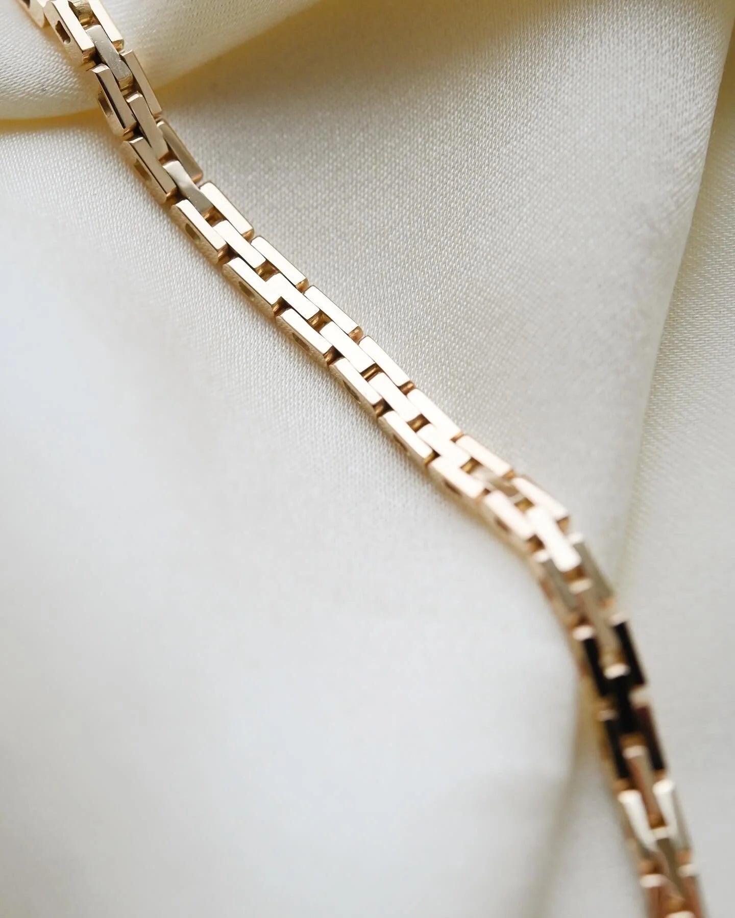 Gorg Danish Baby Brick Link Necklace 14K Gold 1970