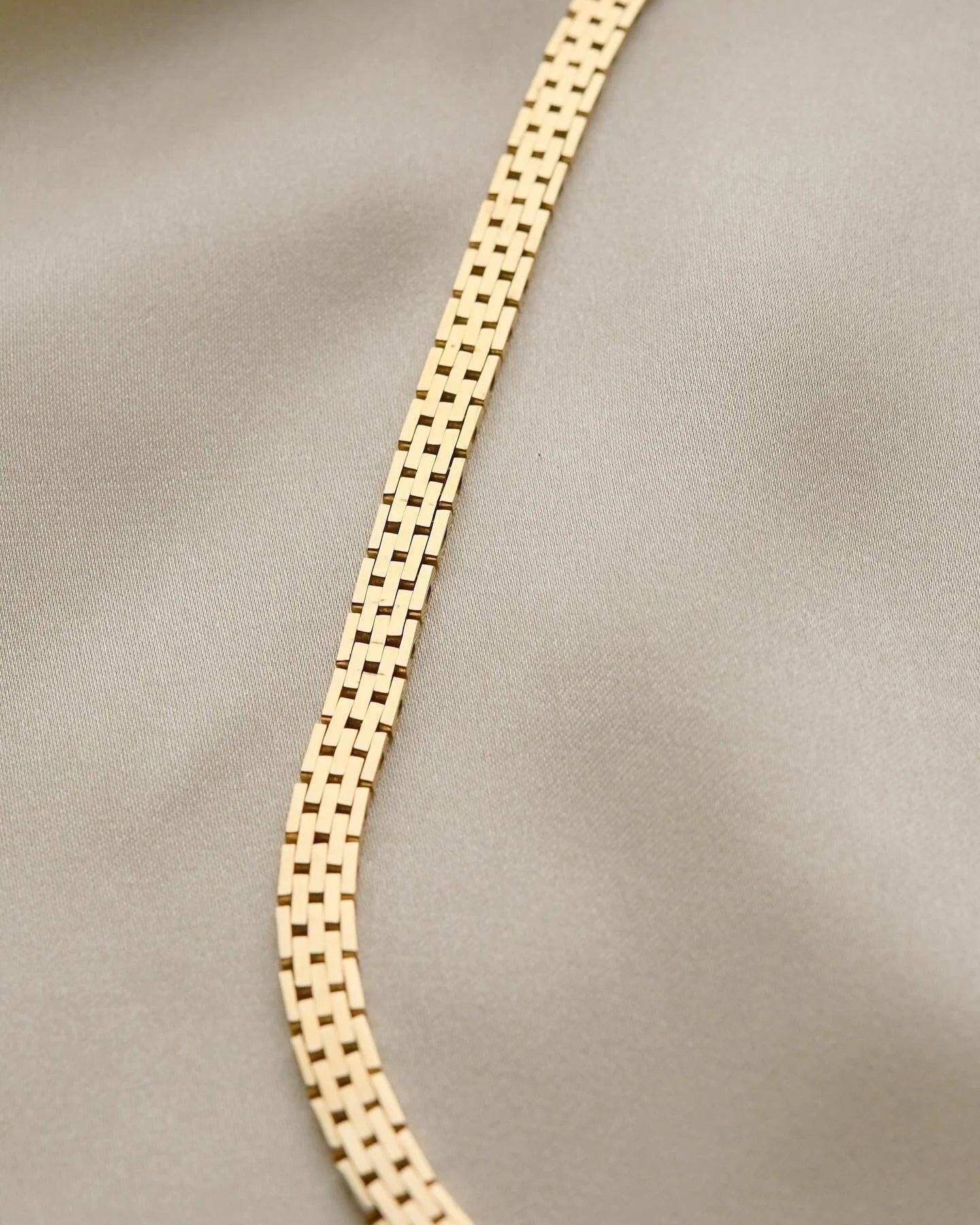 Gorgeous Danish Jens Tage Hansen Brick Link Necklace 14K Gold 1960s