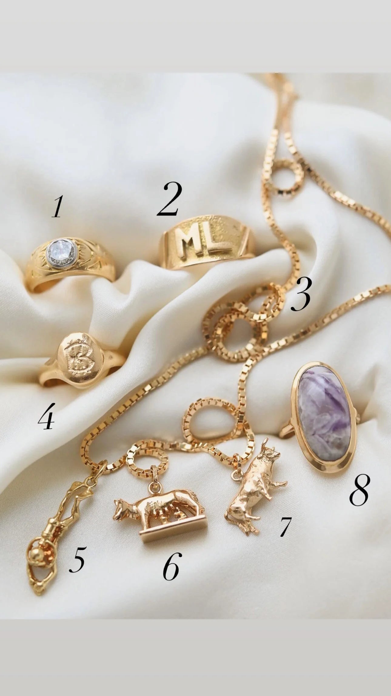 The Monday Selection: Rings, Pendants And a Chain 14-18K Gold 1900-1990