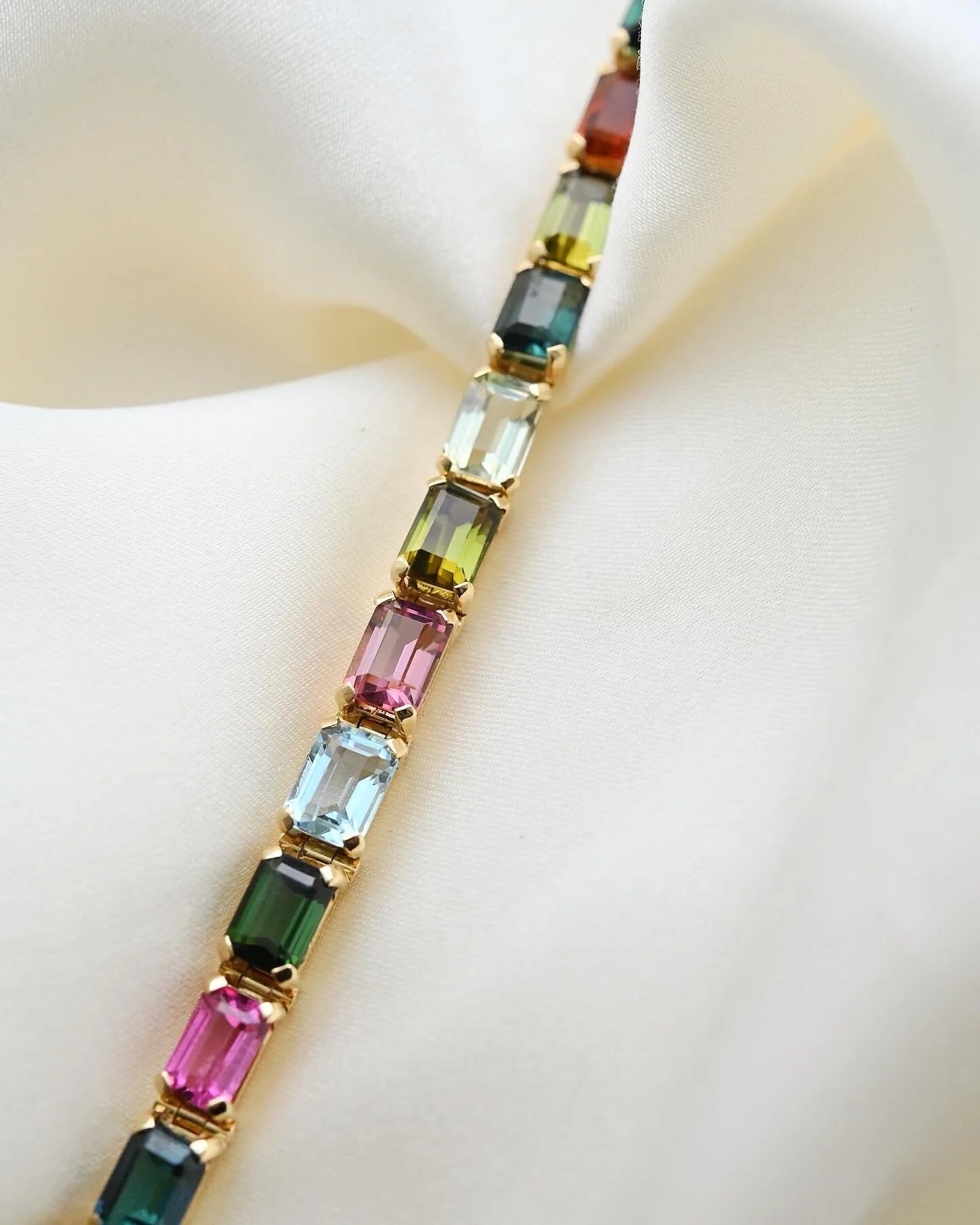 The Will Get Complimented Forever Aquamarine & Multicolored Tourmaline Bracelet 18K Gold