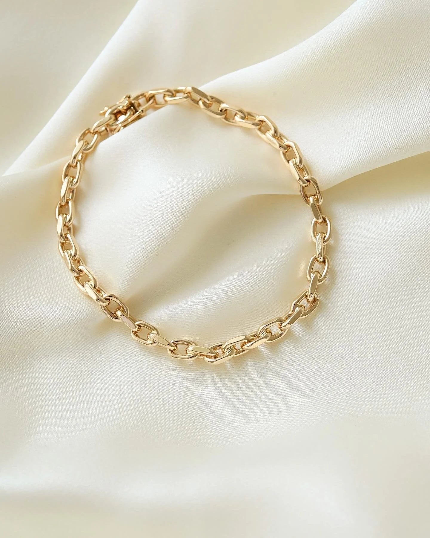 Radiant Danish Vintage Anchor Link Bracelet 14K Gold