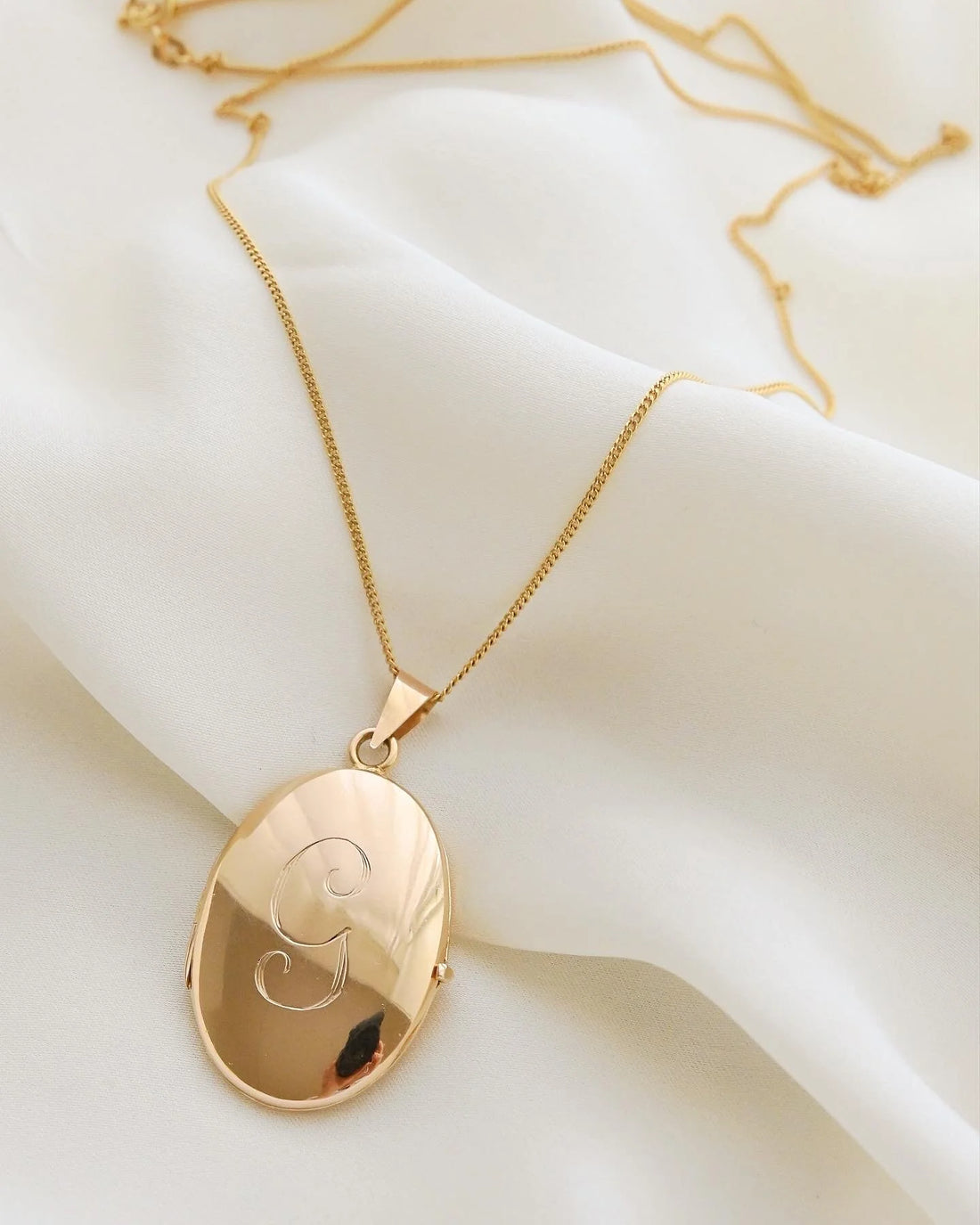 Antique Heavy Swedish G Initial Locket 18K Gold