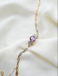 Ethereal One of A Kind Sunburst Amethyst x Topaz Bracelet 18K Gold Swedish Vintage