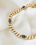 Heavy, Deluxe Midnight Blue Sapphire x 18K Gold Bracelet 1984