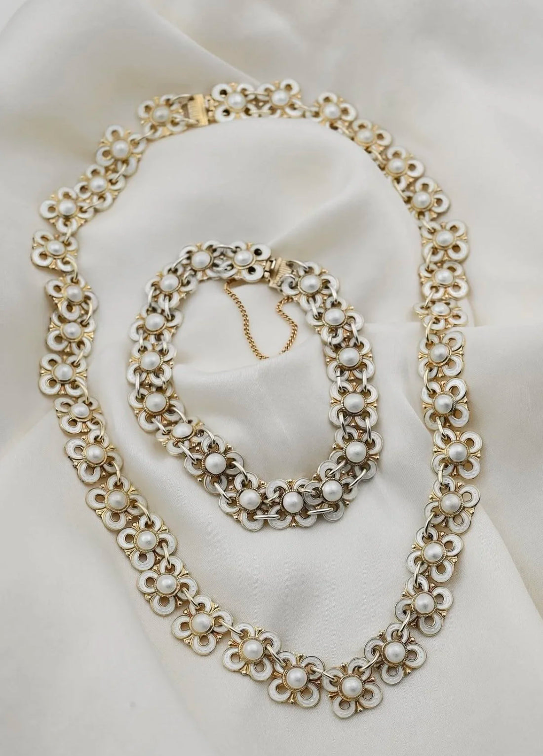 Extraordinary Vintage Set w Bracelet and Necklace Sterling Silver Norway 1950s