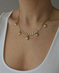 Heavy Swedish Pearl Shell Charm Necklace 18K Gold