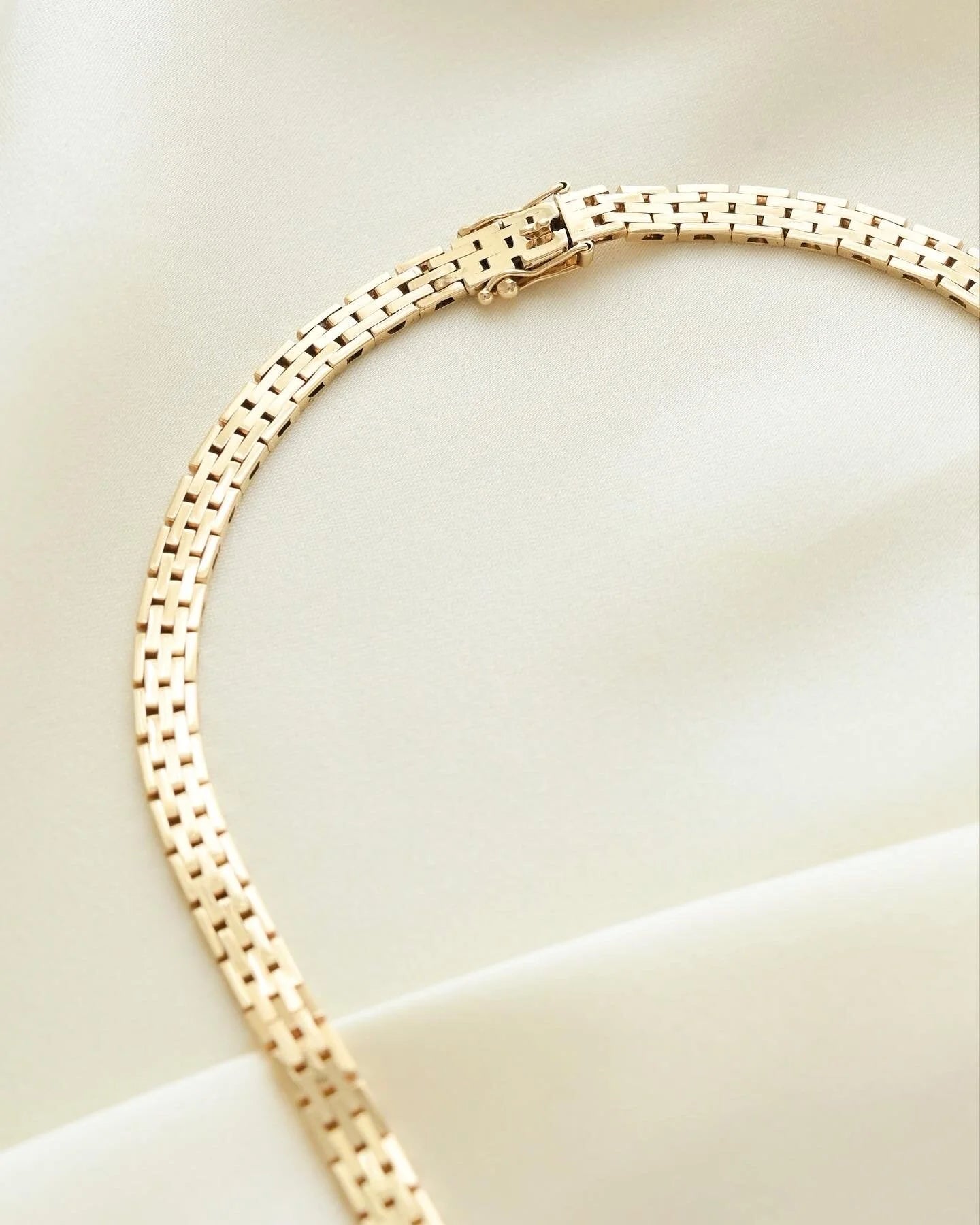Beautiful Perfect Brick Link Necklace by Børge Printzen 14K Gold