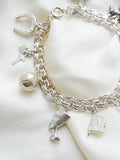 Swedish Vintage Bismarck Link Bracelet w Charms 1960 Sterling Silver