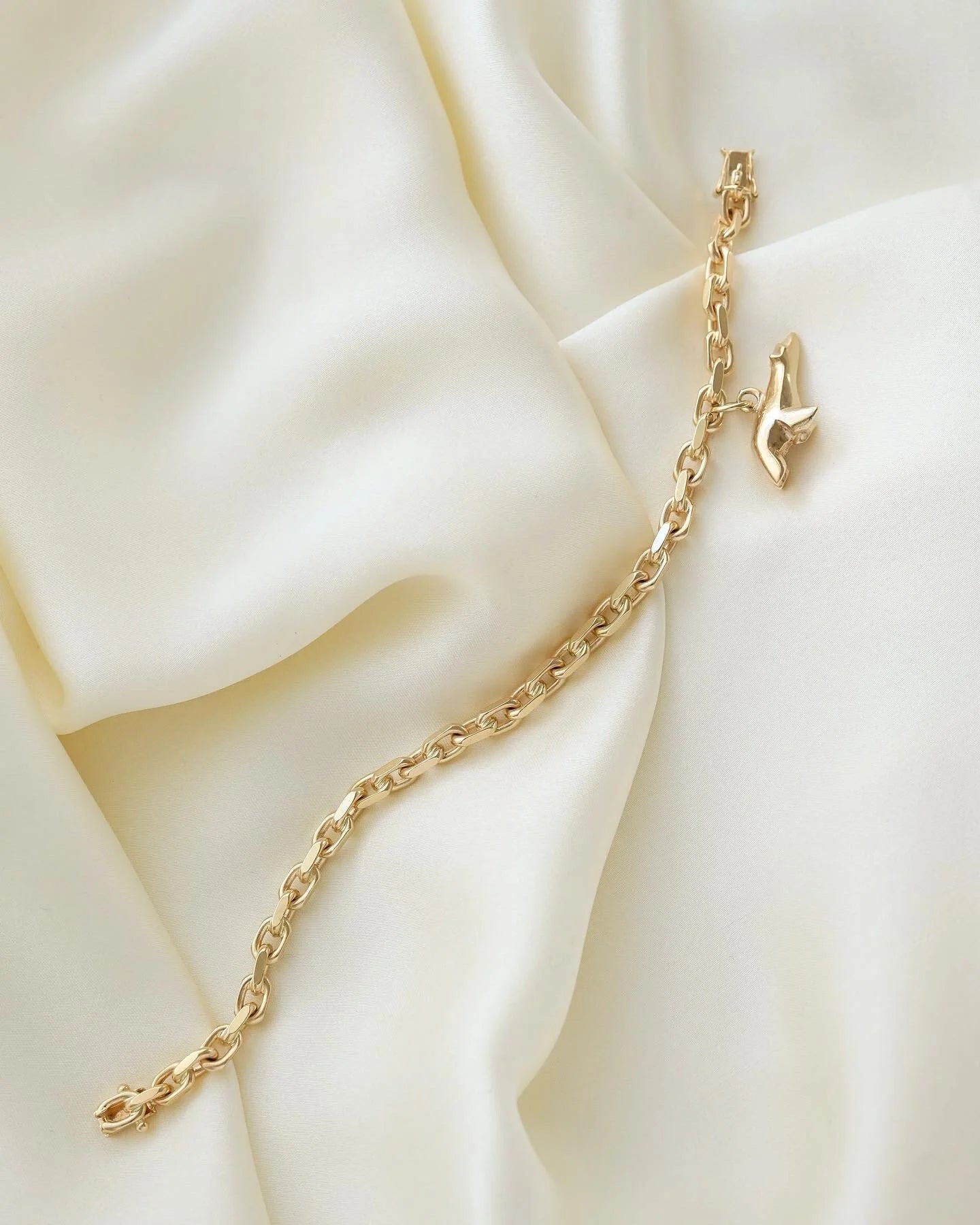 Perfect Danish Vintage Anchor Link Bracelet 14K Gold