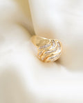 Big Bold Italian Diamond Bomb Ring Baguette Cut Diamonds 18K Gold 1980