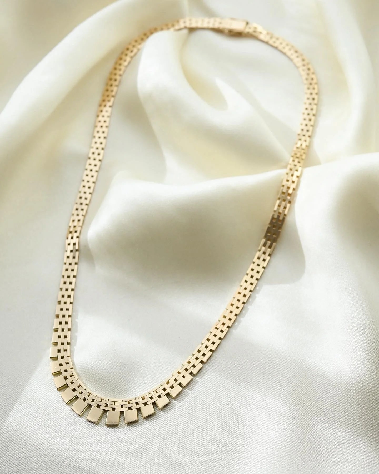 Stunning Brick Link Necklace 14K Gold 1960