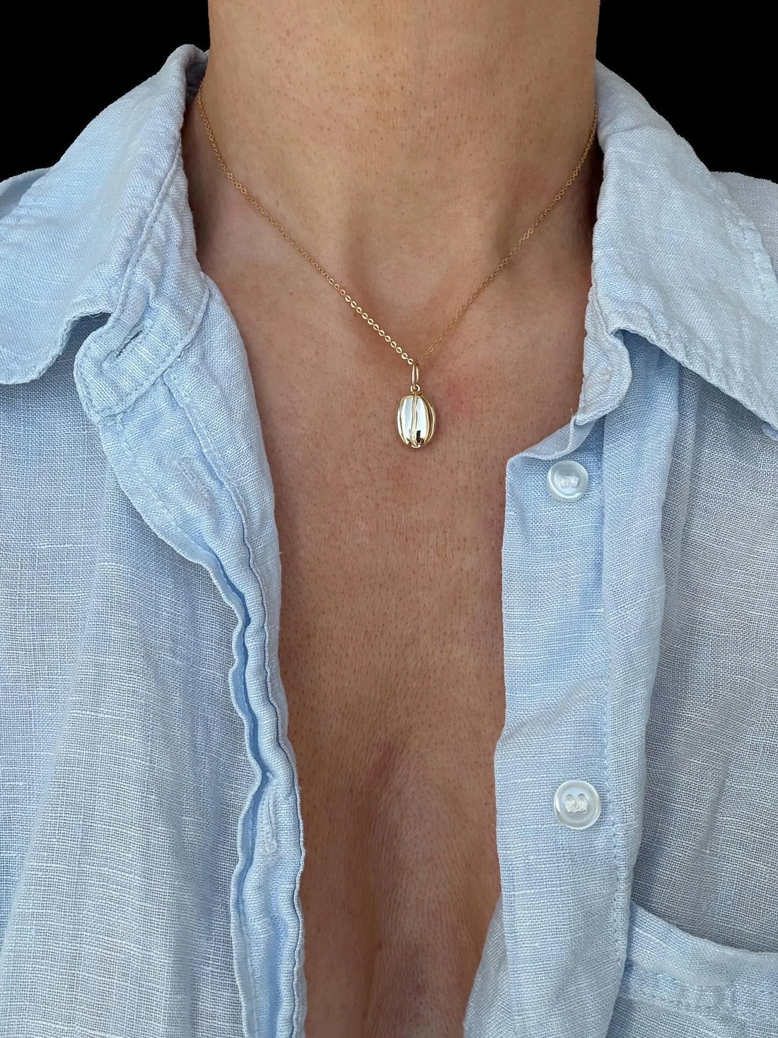 OMJ Fine Jewelry : One Last "Lucky Coffee Bean Pendant" 14K Gold Denmark 2025