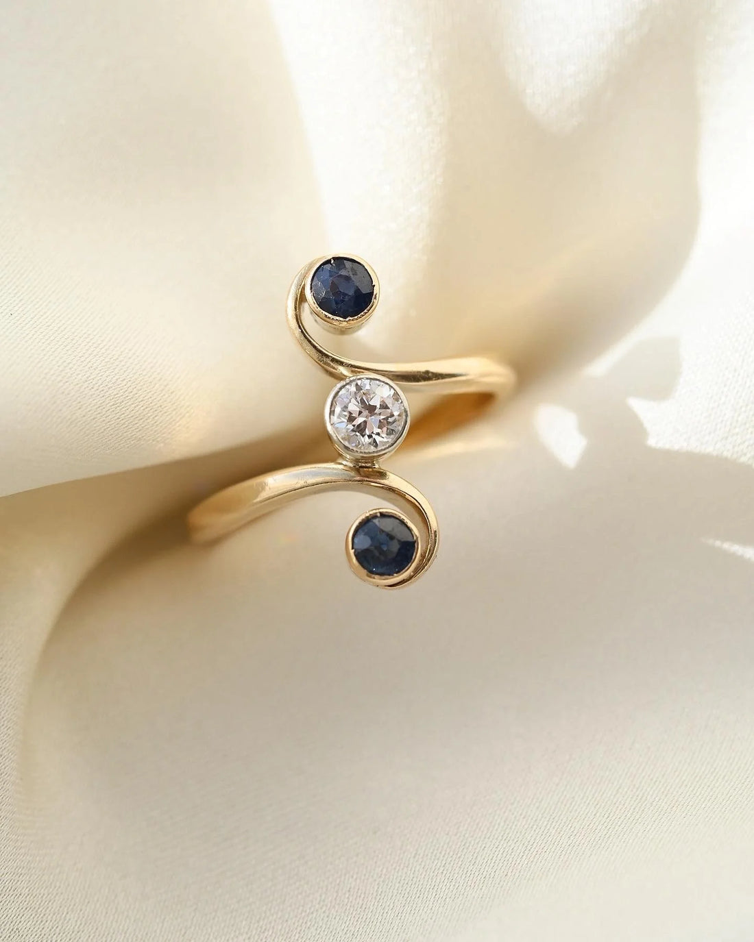 Antique Toi et Moi Ring By Holger Fischer 14K Gold 1930s