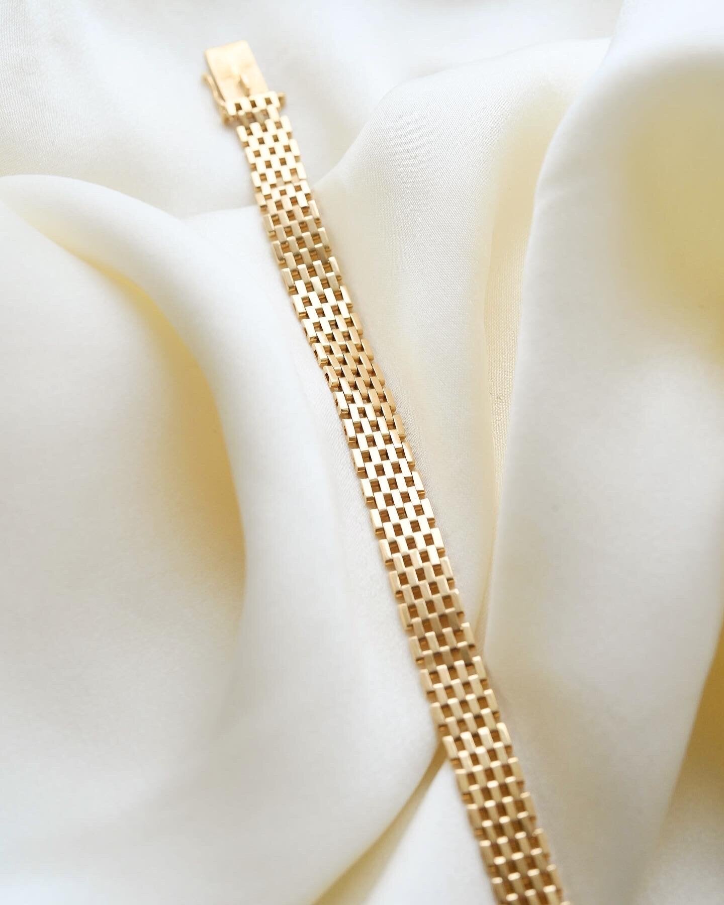 Super Rare Swedish Vintage Brick Link Bracelet 18K Gold 1964