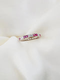 Incredible Diamond x Ruby Vintage Eternity Band Ring 18K White Gold