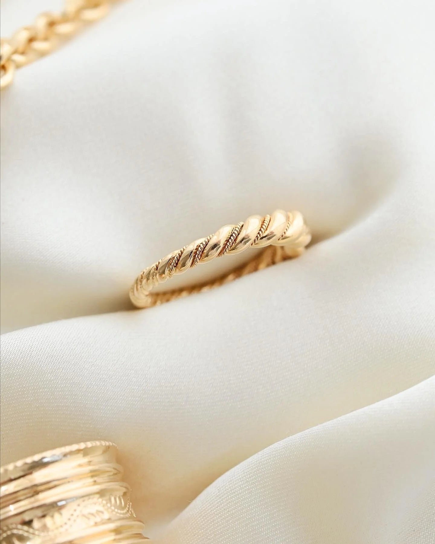 Braided Twist Ring Swedish Vintage 18K Gold
