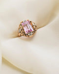 Antique Bubblegum Pink Sapphire Ring 18K Gold 1930s