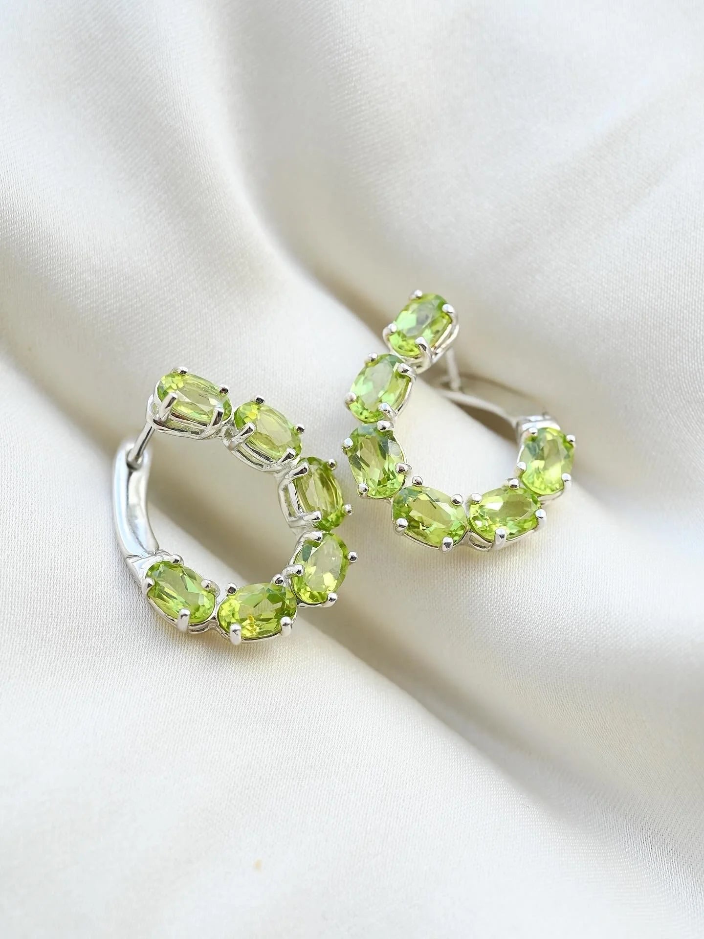 Juicy Sterling Silver Hoop Earrings w Peridot
