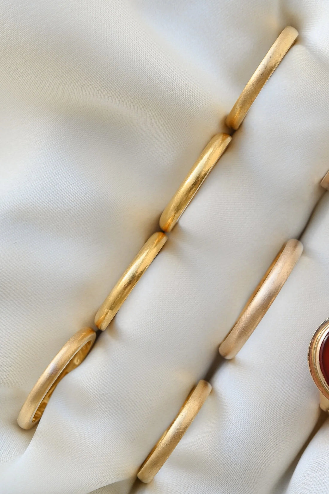 Set of TWO Size 5 Extraordinary Antique Art Deco Bands 23K Gold 1927 and 1933
