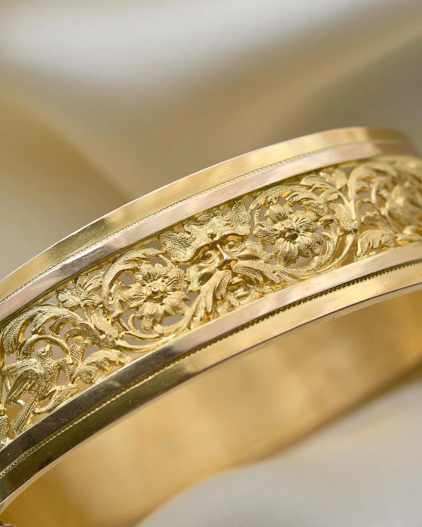 Outstanding Antique C. G. Hallberg Bangle 18K Gold 1884