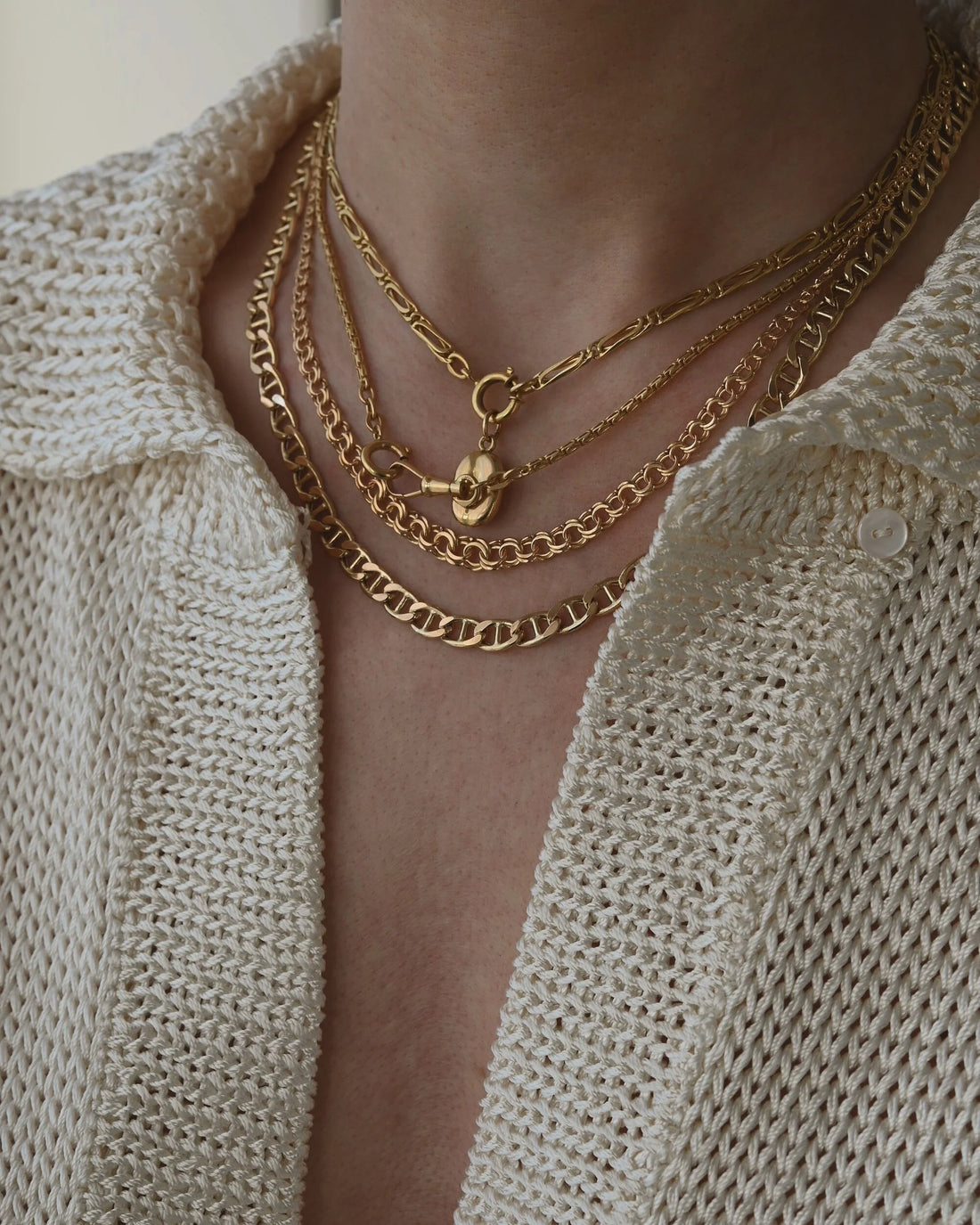18.85 Inches Italian Vintage Link Chain 18K Gold