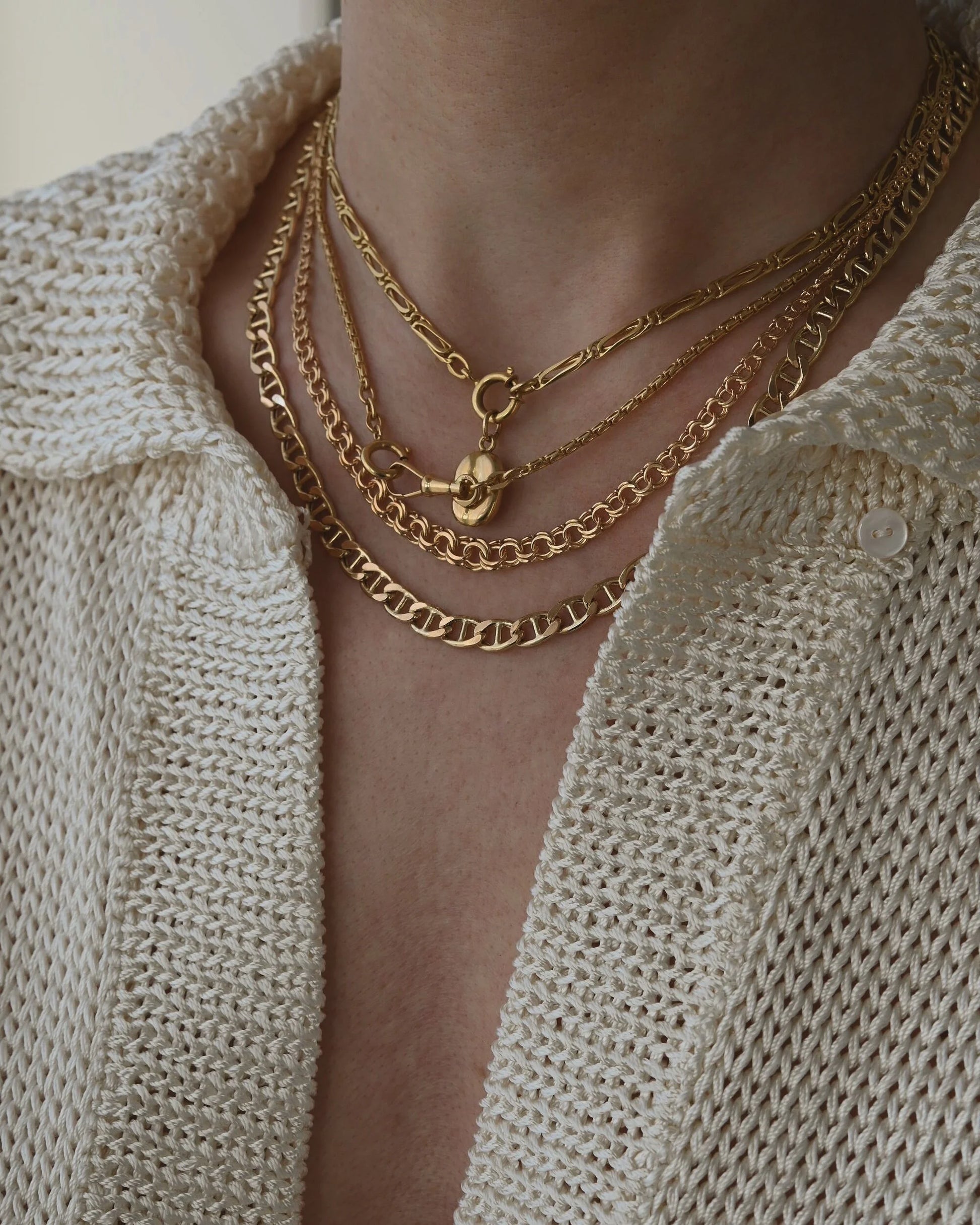 18.85 Inches Italian Vintage Link Chain 18K Gold