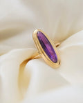 Gorg Swedish Vintage Amethyst Navette Ring 18K Gold 1940s